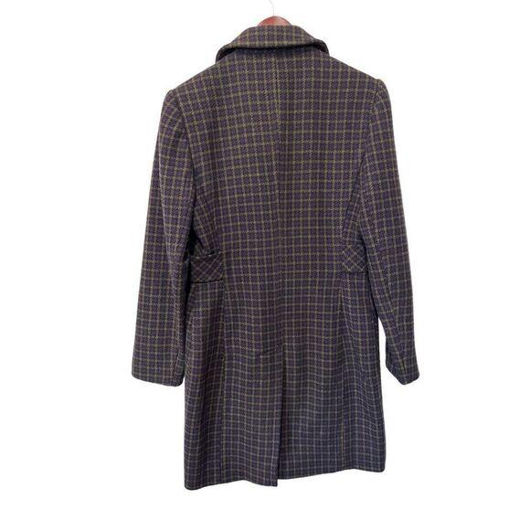 Moda International Purple Yellow Patterned Wool Button Front Peacoat Size Small - Picture 9 of 12